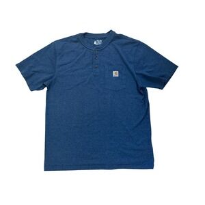 Carhartt Mens Blue Heather Short Sleeve Henley Pocket T-Shirt M Size L